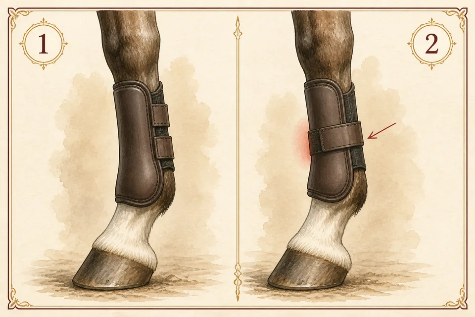 Comparaison d’une guêtre correctement centrée et d’une guêtre tournée sur le tendon